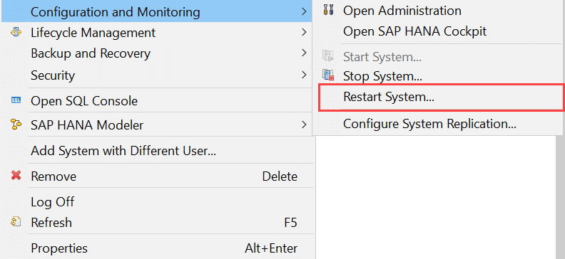 Restart SAP HANA